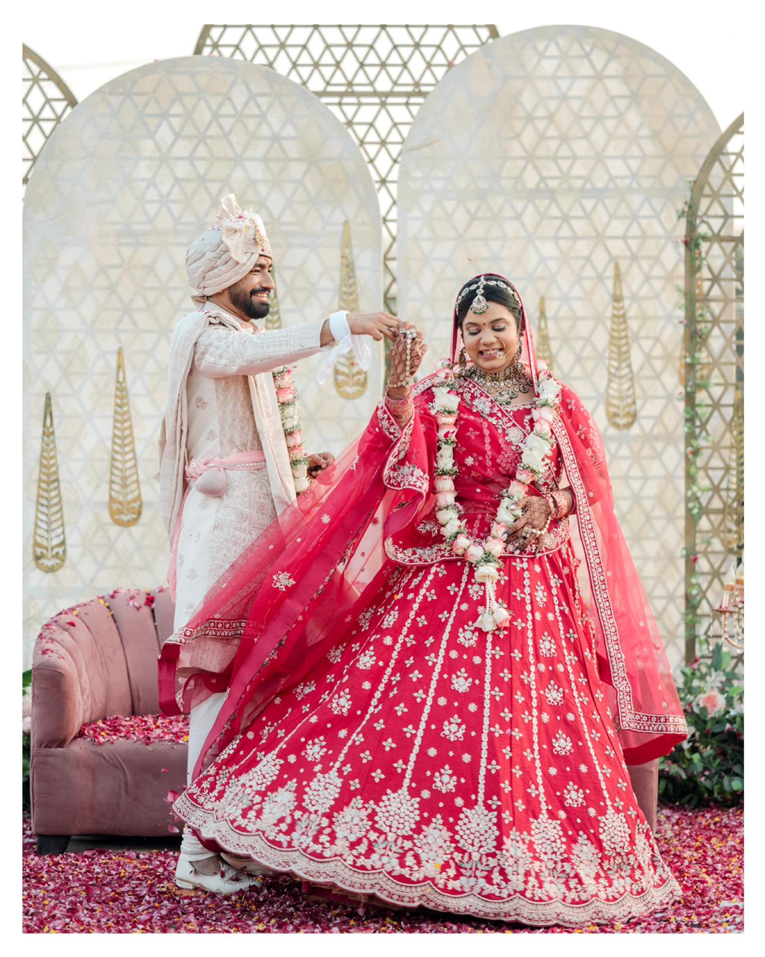 Mumbai Luxury Ballroom Nuptials: The Rose-Carpet Couple Spin by Kamal Productions